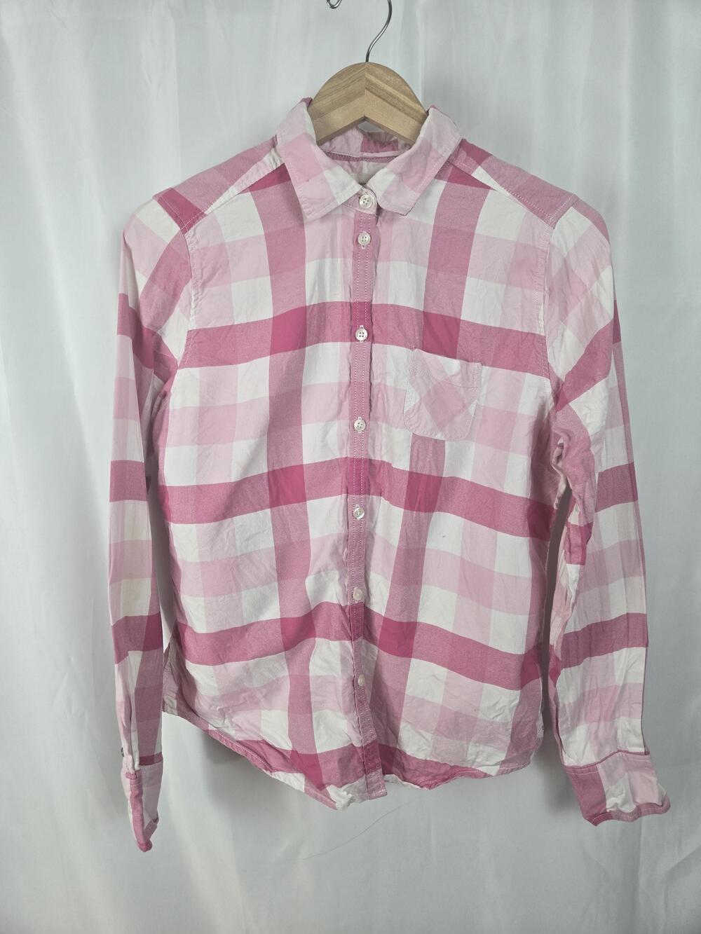 American Eagle Outfitters Shirt Womens 14 Pink Plaid Button Long Sleeve Top